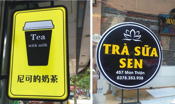 Mẫu hộp đèn quảng cáo trà sữa Tea nổi bật, thu hút khách hàng