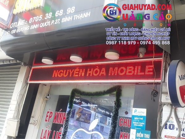 Biển hiệu LED cửa hàng điện thoại Nguyễn Hòa Mobile