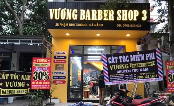 Bảng hiệu cắt tóc nam đèn LED Vương Barber Shop