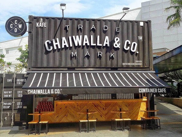 Bảng hiệu mặt dựng Alu chữ nổi của tiệm cafe Chaiwalla & Co.