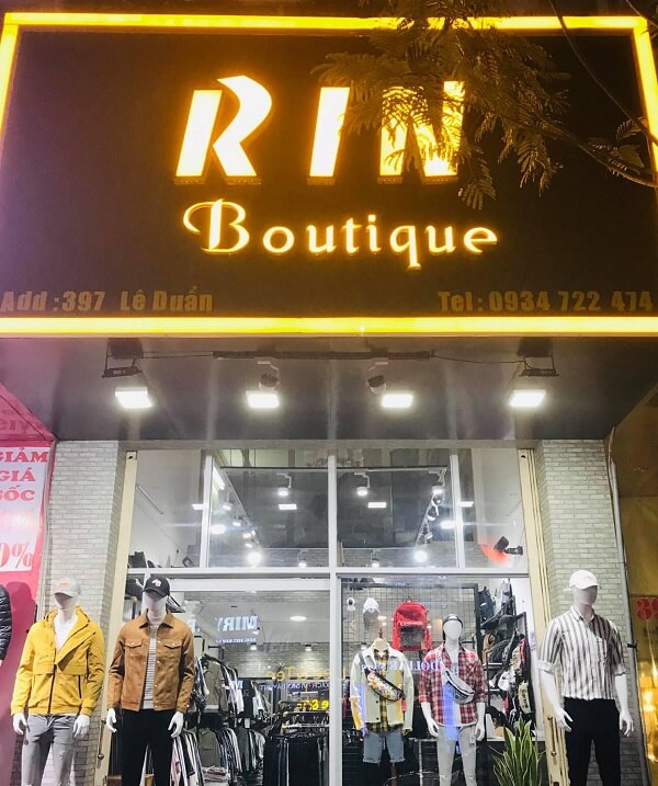 Bảng hiệu Alu chữ nổi mica đèn LED của shop Rin Boutique