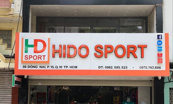 Bảng hiệu thời trang thể thao của Hido Sport