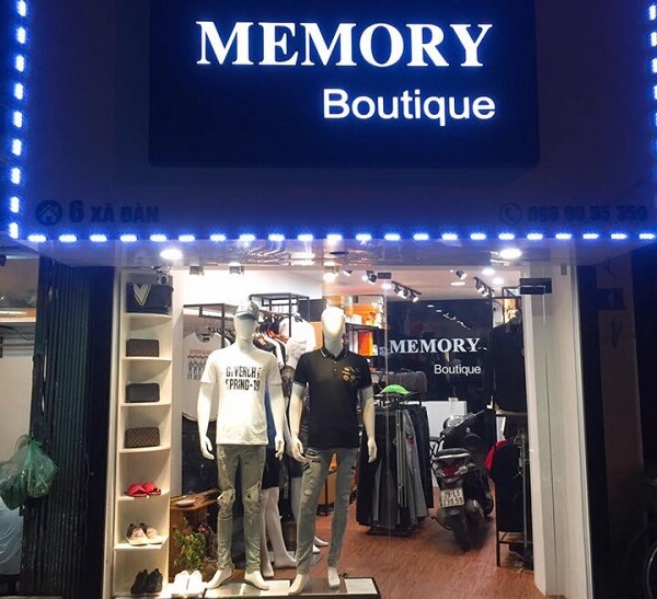 Bảng hiệu Alu đèn LED của shop thời trang nam Memory Boutique