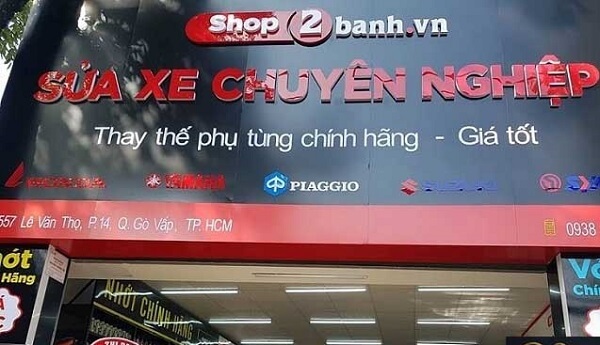 Bảng hiệu sửa xe, thay thế phụ tùng chính hãng - giá tốt của Shop 2banh.vn